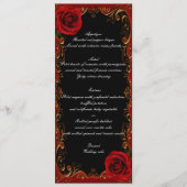 Elegantes Goth Rote Rosen Wedding Menu Menükarte (Vorderseite)