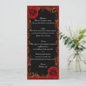 Elegantes Goth Rote Rosen Wedding Menu Menükarte (Stehend Vorderseite)