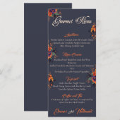 Elegantes Gothic 3D Floral Skull einfaches Gourmet Menükarte (Vorne/Hinten)