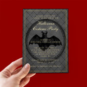 Elegantes Gothic Bat Halloween Kostüm Party Gold Folieneinladung