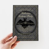 Elegantes Gothic Bat Halloween Kostüm Party Gold Folieneinladung