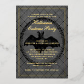 Elegantes Gothic Bat Halloween Kostüm Party Gold Folieneinladung (Vorderseite)