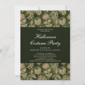 Elegantes Gothic Green Damask Halloween-Kostüm Einladung (Vorderseite)
