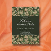 Elegantes Gothic Green Damask Halloween-Kostüm Einladung
