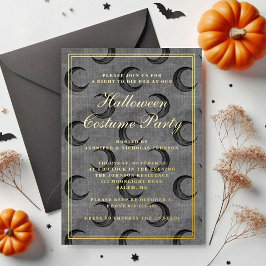 Elegantes Gothic Moon Halloween Kostüm Party Folieneinladung
