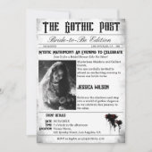 Elegantes Gothic Newspaper Foto Brautparty Einladung (Vorderseite)