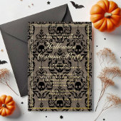 Elegantes Gothic Skull Halloween-Kostüm-Party Folieneinladung