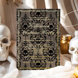 Elegantes Gothic Skull Halloween-Kostüm-Party Folieneinladung