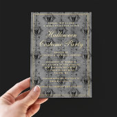 Elegantes Gothic Skulls Halloween Costume Party Folieneinladung