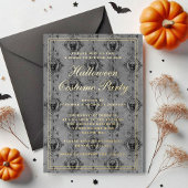Elegantes Gothic Skulls Halloween Costume Party Folieneinladung