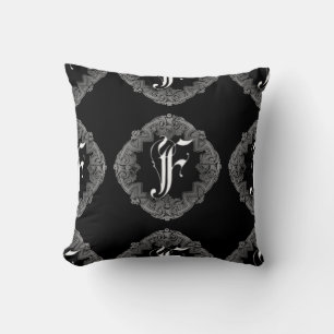 Elegantes gothisches Initial-F-Kissen Kissen