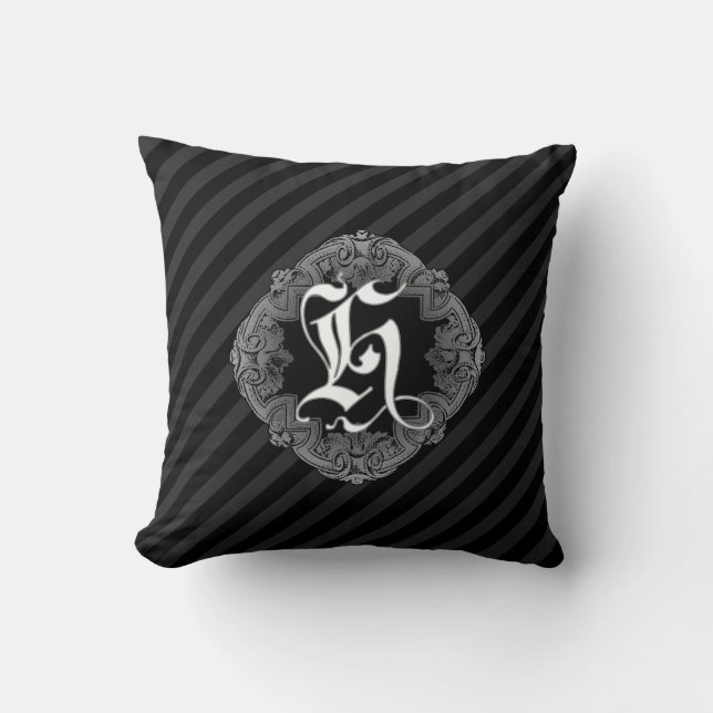 Elegantes gothisches Initial-H-Kissen Kissen (Vorderseite)