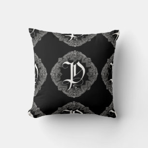 Elegantes gothisches Initial P Kissen