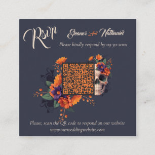 Elegantes gotisches 3D-Blumen-Minimal-QR-Code-RSVP Begleitkarte