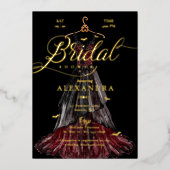 Elegantes Gotisches Black Wedding Dress Brautparty Folieneinladung (Vorderseite)