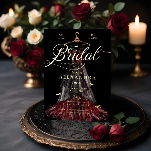 Elegantes Gotisches Black Wedding Dress Brautparty Folieneinladung