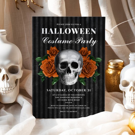 Elegantes gotisches Blumenkostüm Halloween Einladung