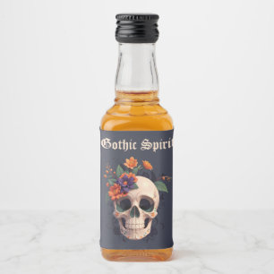 Elegantes gotisches florales Totenkopf-Monogramm-H Alkoholflaschenetikett