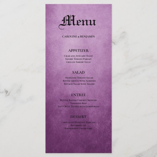 Elegantes Gotisches Halbweitmenü Menükarte (Vorderseite)