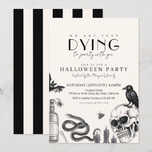Elegantes Gotisches Halloween-Party mit Skulls Einladung
