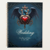 Elegantes gotisches Herz mit Fantasievogel. Planer (Vorderseite)