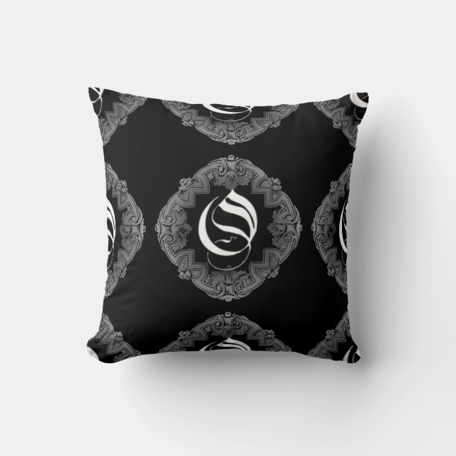 Elegantes gotisches Initial-O Kissen (Vorderseite)