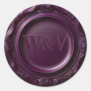 Elegantes Gotisches Lila Wax Siegel Hochzeitsklebe Runder Aufkleber