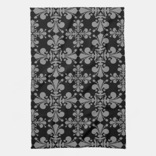Elegantes gotisches Liliendamastschwarzes und Handtuch
