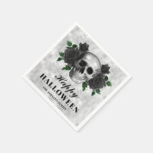 Elegantes gotisches Schwarzes Rose & Skull Happy H Serviette (Ecke)
