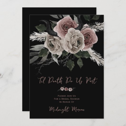 Elegantes gotisches Til Death Do us Part Brautpart Einladung (Vorne/Hinten)