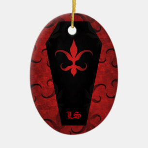 Elegantes gotisches viktorianisches Sargrot Keramikornament