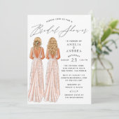 Elegantes Gown Brautparty Zwei Girls Einladung (Stehend Vorderseite)