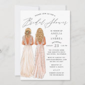 Elegantes Gown Brautparty Zwei Girls Einladung (Vorderseite)