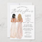 Elegantes Gown Brautparty Zwei Girls Einladung (Vorderseite)