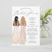 Elegantes Gown Brautparty Zwei Girls Einladung (Stehend Vorderseite)