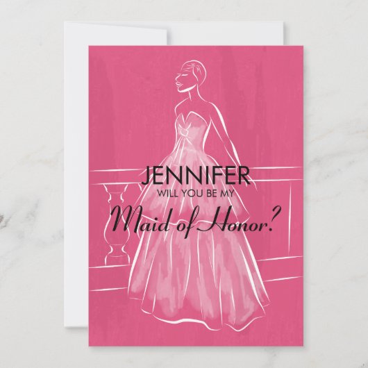 Elegantes Gown wird meine Trauzeugin-Karte sein Einladung (Vorderseite)
