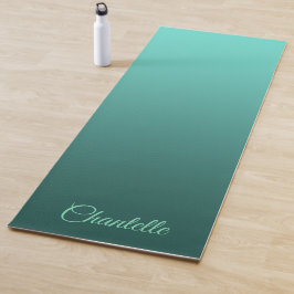 Elegantes Gradient Aquamarin mit Individuelle Name Yogamatte