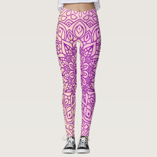Elegantes Gradient Lila Peach Mandala Muster Leggings