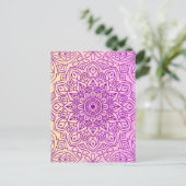 Elegantes Gradient Lila Peach Mandala Muster Postkarte (Stehend Vorderseite)