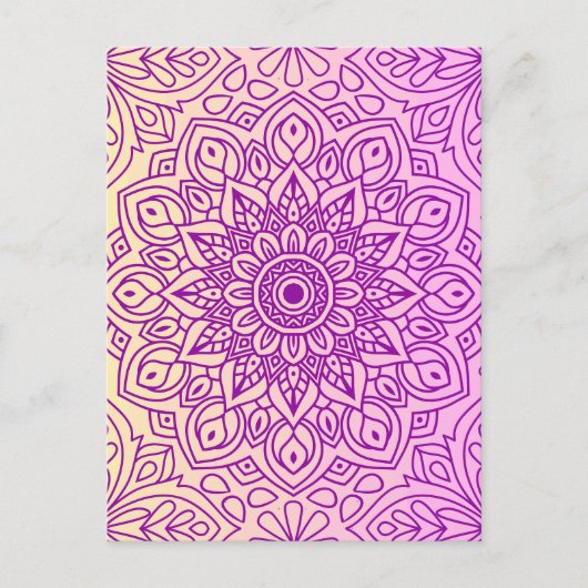 Elegantes Gradient Lila Peach Mandala Muster Postkarte (Vorderseite)