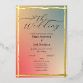 Elegantes Gradient Ombre Golden Borders Foto Folieneinladung (Vorderseite)