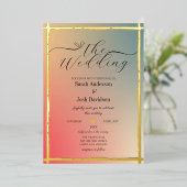 Elegantes Gradient Ombre Golden Borders Foto Folieneinladung (Stehend vorne)