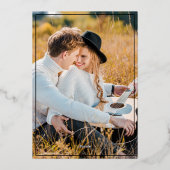 Elegantes Gradient Ombre Golden Borders Foto Folieneinladung (Rückseite)