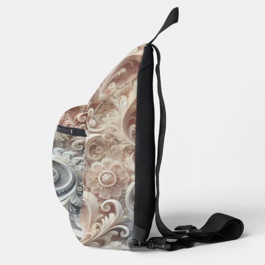 Elegantes Gradient Pastel Lace Muster Medium Gesch Crossbody Bag (Rechts)