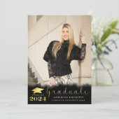 Elegantes Graduate Black Imitats Gold Metallic 2 F Ankündigung (Stehend Vorderseite)