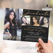 Elegantes Graduate Black Script 4 Foto Einladung