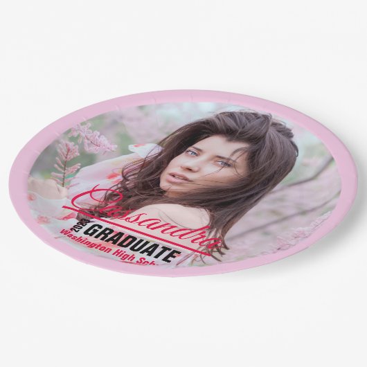 Elegantes Graduate Custom-Foto Pappteller (Schrägansicht)