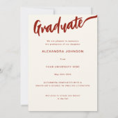 Elegantes Graduate Foto Arch Burnt Orange Script Ankündigung (Rückseite)