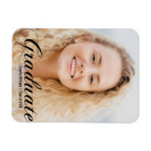 Elegantes Graduate Foto Black Blüht Script Magnet (Horizontal)
