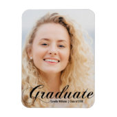 Elegantes Graduate Foto Black Blüht Script Magnet (Vertikal)